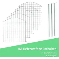 EINFEBEN Teichzaun Drahtzäune Gartenzaun 11tlg Set Zaun Teich 5 Zaunelemente und 6 Befestigungsstaeben, Welpanauslauf, Metall, Gartenzaun, Freigeh... - Grün