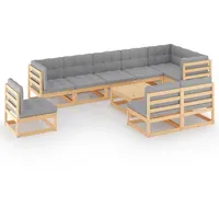 vidaXL Garten-Lounge-Set 10-tlg. natur/grau 3076689