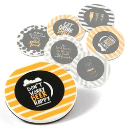 Getränkeuntersetzer aus Keramik mit BEER Aufschrift - Bierdeckel - D: 9cm - rund