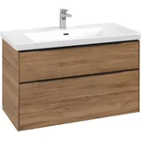 Villeroy & Boch Subway 3.0 Waschtischunterschrank 973 cm, 2 Auszüge, ohne LED/Griff Volcano black,