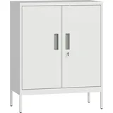 HOMCOM Aktenschrank, abschließbar Büroschrank mit 2 Türen, 2 höhenverstellbaren Einlegeböden, Schloss, Aufbewahrungsschrank aus Stahl, für Büro, Arbeitszimmer, 80 x 40 x 100 cm, Weiß   Aosom