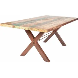 Esstisch SIT "Tops", braun (eisen antikbraun), B:220cm H:78cm T:100cm, Tische, Esstisch Holz-Esstische Küchentisch Rechteckiger Esstisch, aus recyceltem Altholz