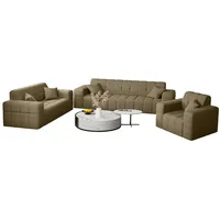 Fun Möbel Polstergarnitur Sofaset Designersofa NANCY 3-2-1 in Stoff Neve, (Set, 3-tlg., inkl. 5 Zierkissen), Rundumbezug braun