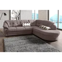 Ecksofa SIT & MORE "Savoni L-Form" Sofas Gr. B/H/T: 267cm x 90cm x 206cm, Luxus-Microfaser, Ottomane rechts, ohne Bettfunktion, grau wahlweise mit Bettfunktion