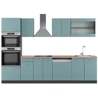 Vicco Küchenzeile R-Line 300 cm Blau-Grau/Anthrazit