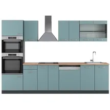 Vicco Küchenzeile R-Line 300 cm Blau-Grau/Anthrazit