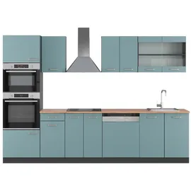 Vicco Küchenzeile R-Line 300 cm Blau-Grau/Anthrazit
