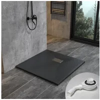 WITEN&NOCK Moderne Duschwanne Duschtasse Anti-Rutsch Flach Schwarz 80x80 cm