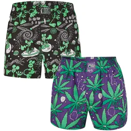 Lousy Livin Boxershorts OuterSpace / Schwarz / Lila S 2er Pack