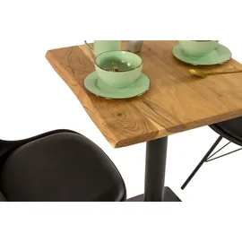 SAM Outillage Bistrotisch Baumkante massiv 70 x 70 cm Akazie Naturfarben schwarz Säulengestell Iris