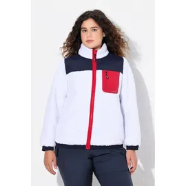 Ulla Popken Teddyfleece-Jacke Patches Weiß 58/60