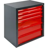 PROREGAL Schubladenschrank Kobra mit 6 Schubladen | HxBxT 75x70x43,5cm | Anthrazitgrau/Rot