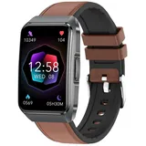 44 mm Schwarz Lederarmband Braun