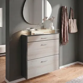 Vladon Malea 89 x 96 x 23 cm hängend mit Schublade und Glasablage braun matt