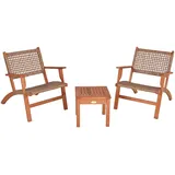 Garden Pleasure Sitzgruppe Sonora braun Kunststoff, Holz, 3-teilig