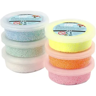 Creativ Company Foam Clay®, Glitter, Pastellfarben, 6x14 g