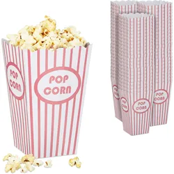 Relaxdays Popcorntüten, 72er Set, gestreift, Retro-Optik, Kino, Filmabend Zubehör, Pappe, Popcornbehälter, rosa/weiß