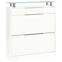borchardt Möbel Oliva 89 x 104 x 24 cm mit 2 Doppeltrommeln und 1 Schubkasten weiß matt / weiß