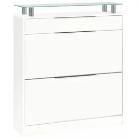 borchardt Möbel Oliva 89 x 104 x 24 cm mit 2 Doppeltrommeln und 1 Schubkasten weiß matt / weiß