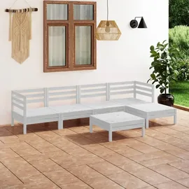 vidaXL Garten-Lounge-Set 6-tlg. Massivholz Kiefer weiß