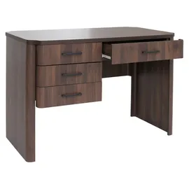 MCW Schreibtisch MCW-P42, Bürotisch Computertisch, 4 Schubladen MDF 78x110x60cm ~ Walnuss-Optik