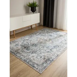 benuta Vintage-Teppich, Blau, Kunststoff, Vintage, Rechteckig, 200x300 cm, Oeko-Tex® Standard 100, in verschiedenen Größen erhältlich, rutschfeste Unterfläche, waschbar, Teppiche & Böden, Teppiche, Vintage-Teppiche