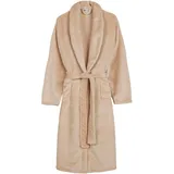 Good Morning Bademantel GOOD MORNING "Good morning Bathrobe uni" Gr. XS, beige (sand), L:113cm, Kunstfaser, Hausmäntel, Bademantel, Schalkragen, Gürtel, Taschen, Damen & Herren, Velours, Glanz