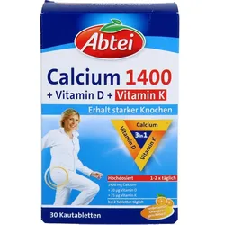 ABTEI Calcium 1400+Vitamin D3+K Kautabletten 30 St.