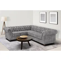 OTTO home Chesterfield Ecksofa Leder 2-Sitzer Grau