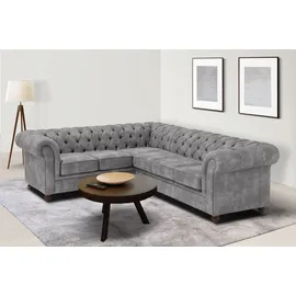 OTTO home Chesterfield Ecksofa Leder 2-Sitzer Grau