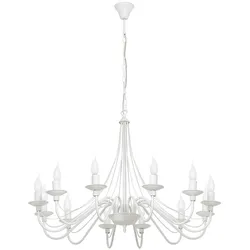 Licht-Erlebnisse Kronleuchter in Weiß aus Metall opulent 12 Arme Lampe Rustikale Hängelampe Wohnzimmer Esszimmer Pendelleuchte, AX1/1/0034
