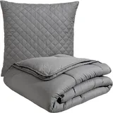 OTTO home Microfaserbettdecke + Microfaserkissen OTTO HOME "Clarra Spar Set, Decke + Kissen 135x200, 155x200 cm & weitere Größen", grau, B/L: 135cm x 200cm Anzahl Teile 1, B/L: 80cm x 80cm Anzahl Teile 1, Bezug: Kunstfaser Füllung: Kunstfaser, 4-Jahreszeiten, 