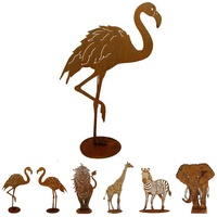 Gartenfigur Rost auf festem Stand – Hochwertig & Wetterfest - Metall Tierfigur - Edelrost Dekofigur/Tier Figur – Gartendeko/Dekoration (Flamingo II - Höhe 77cm)