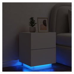 vidaXL Nachttisch Nachttisch mit LED-Leuchten Weiß Holzwerkstoff (1-St) weiß