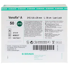 ACA Müller / ADAG Pharma VENOFIX A Venenpunktionsb. 21G 0.8x19mm 30cm grün