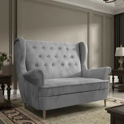 Zweisitzer Zweisitzer Sofa in Hellgrau im Skandi Design