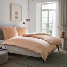 Bugatti Bettwäsche 155x220 cm - 100% Baumwolle, Reißverschluss, anschmiegsam, weich & waschbar, Satinbettwäsche orange Flieder einfarbig