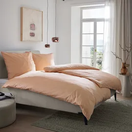 Bugatti Bettwäsche 155x220 cm - 100% Baumwolle, Reißverschluss, anschmiegsam, weich & waschbar, Satinbettwäsche orange Flieder einfarbig