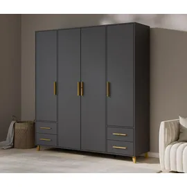 Rauch Drehtürenschrank Shinjo - 187x53x203cm - grau - Holz