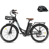 Fafrees F26 Lasting ebike 26 Zoll, E Bike Damen Herren 36V 20.3Ah Akku, Elektrofahrrad 250W 25km/h, City E-Bike Reichweite 80-200km, E Fahrrad Pedelec 7S, Belastung 120Kg (Schwarz)