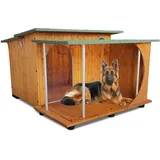 Original Legno Italia - Hundehütte Hundehaus Hundehöhle Hundebox Aus Holz Mod. Italy mit Veranda Dach made in italy d - Deutscher Schäferhund mit