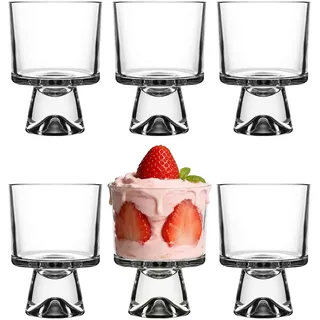 binsakao Dessertschalen aus Glas, Dessertbecher, niedliche Dessertschalen mit Fuß für Eiscreme, Obst, Pudding, Snacks, Salat, Gewürze, Eisbecher, Cocktail, Getränke, Party, 6 Stück, 300 ml