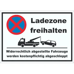 Parken verboten Ladezone freihalten Aufkleber A9 (37x52mm)