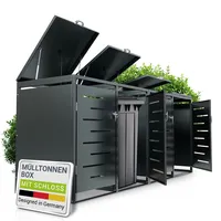 Juskys Mülltonnenbox Arel 4er - Metall Gartenbox für Mülltonnen - Aufbewahrungsbox Anthrazit