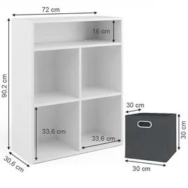 Vicco Bücherregal 72 x 90.2 cm mit 4 Faltboxen