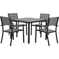 BELIANI Gartenmöbel Set Grau und Schwarz Kunstholz Aluminium 5-Teilig 4-Sitzer Modern Tisch 95 x 95 cm mit 4 Stühlen für Balkon Terrasse Outdoor - Grau/Schwarz