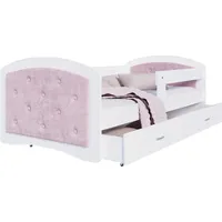 Eurotel Kinderbett MEGI 80 x 160 cm Holz rosa/weiß