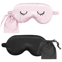 Schlafmaske für Paare, 2PCS Blackout Schlafmaske mit elastischem Riemen Faux Seide Schlaf Maske Augenbinde Augenbedeckungen für Paare Männer Frauen (schwarz+rosa)