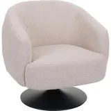 Mendler Lounge-Sessel HWC-J76, Cocktailsessel Sessel drehbar, Bouclé Stoff Metall ~ creme-beige
