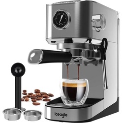 iceagle Espressomaschine Espressomaschine,Kaffeemaschine mit Milchschaumdüse, Filter aus rostfreiem Stahl, für Espresso&Cappuccino, Siebträgermaschine einstellbar Temperatur schwarz
